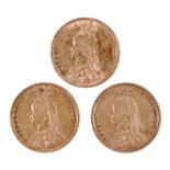 Victoria, gold sovereigns, Jubilee head: 1889 (S 3866B), very fine; 1888, Melbourne Mint; 1889,