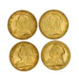 Victoria, gold sovereigns, veiled head: 1894 (2), Melbourne Mint; 1895, Melbourne Mint (S 3875);