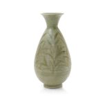 ‡ Charles Vyse (1882-1971) a stoneware vase dated 1931, pear shaped with flaring top rim, painted