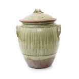 ‡ Richard Batterham (born 1936) a large stoneware crock jar and cover, with twin lug handles,