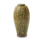 ‡ Phil Rogers (born 1951) a Marston Pottery tall cut-sided stoneware vase, incised with bamboo