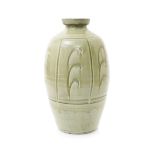 ‡ Mike Dodd (born 1943) a stoneware vase, shouldered form with flaring cup rim, incised with