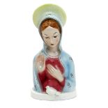 An Italian pottery bust of the Madonna, in the manner of Lenci Pottery, painted in colours painted