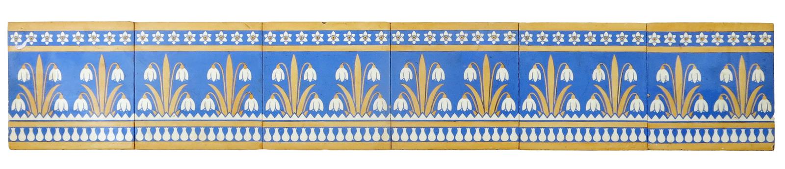 A Minton's six tile repeat panel designed by A.W.N. Pugin, each printed with snowdrop flowers - Image 2 of 2