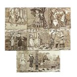 Eight Wedgwood Months tiles designed by Helen J Miles, printed in sepia on a cream ground,