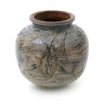 A Martin Brothers stoneware Aquatic miniature vase by Edwin & Walter Martin, dated 1911, ovoid