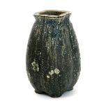 A Martin Brothers stoneware gourd vase by Edwin & Walter Martin, swollen square section with everted