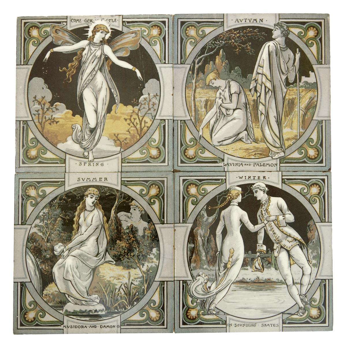 A set of Twelve Minton's Tennyson's Idylls of the Kings tiles designed by John Moyr Smith, printed - Image 3 of 3