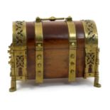 A Gothic walnut and bronze jewellery casket, in the manner of A.W.N. Pugin, the domed hinged cover