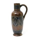 A Martin Brothers stoneware jug by Robert Wallace Martin, dated 1878, slender, shouldered form,