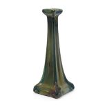 A Carter & Company Poole Pottery lustre candlestick designed by Owen Carter, tapering square