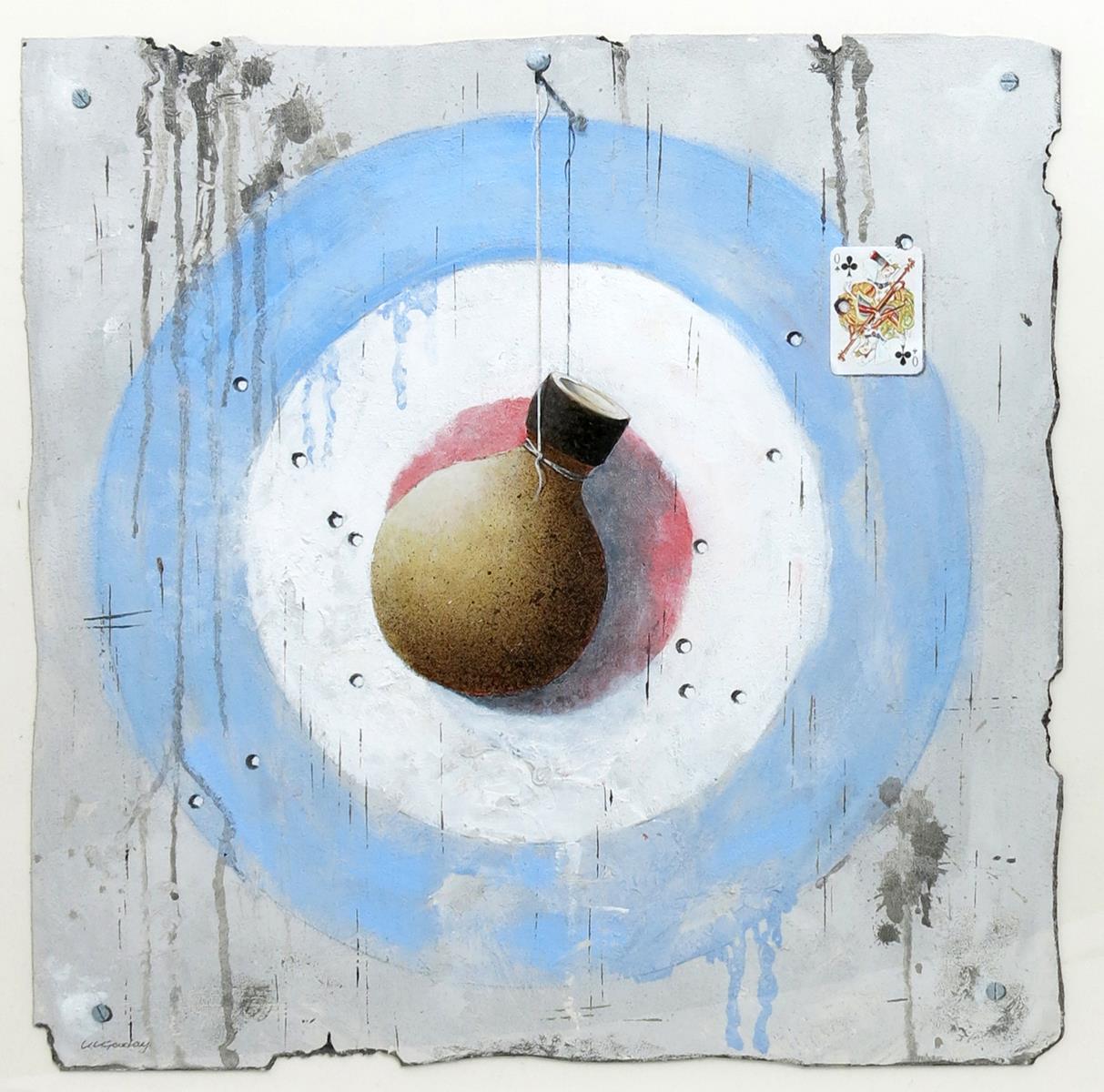 Leslie Gooday O.B.E. (1921-2013) Target acrylic on board with collage, framed, and a still life of