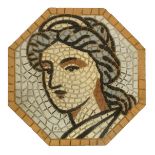 A rare Maw & Co Mosaic tile, octagonal, moulded in low relief with a Roman female portrait, a set of