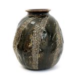 A large Martin Brothers stoneware gourd vase by Edwin & Walter Martin, dated 1891, tapering ovoid