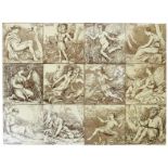 A set of twelve Wedgwood Midsummer Night's Dream tiles designed by Helen J Miles, printed in brown