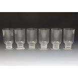 'Chinon' no. 5235 six Lalique water glasses designed by Rene Lalique, etched and stencil marks R