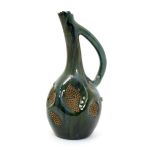 A Sunflower Pottery gourd ewer by Sir Edmund Elton, the compressed body with angled cylindrical