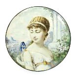 An Aesthetic Movement Minton's Pottery wall plaque by Antonin Boullemier, painted with a young