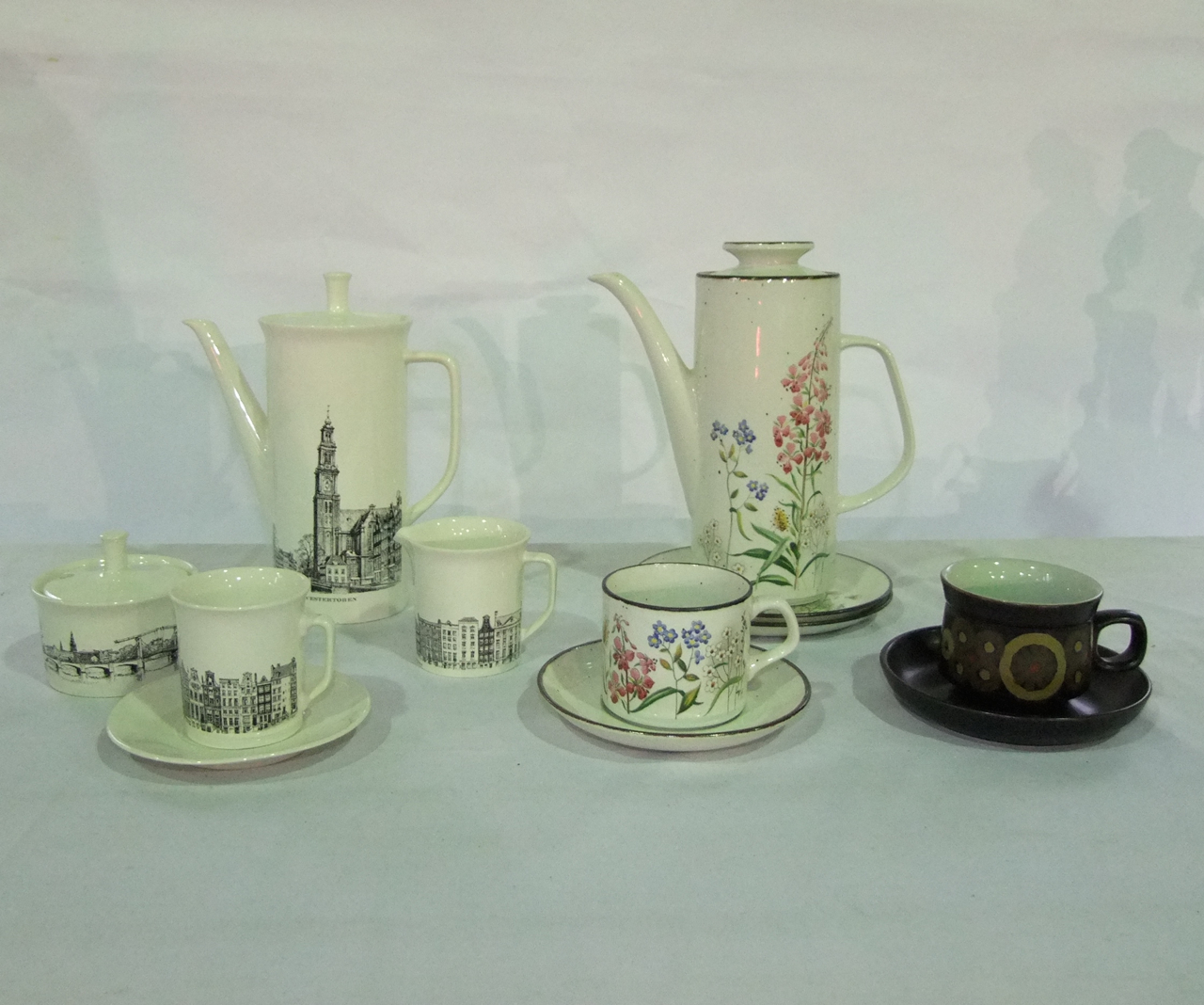 A collection of Villeroy & Boch coffee wares with black printed topographical detail on a cream - Image 2 of 2