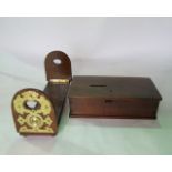 A Victorian veneered book trough with inlaid foliate detail and bordering, the ends with applied