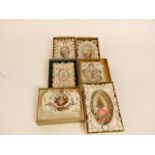 Six Victorian Valentine cards, four with lace effect borders with floral centres, the remaining