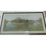 A pastel study of a panoramic river landscape signed bottom right Jean Hervey inscribed in pencil