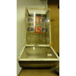 A vintage wall mounted shop cabinet/dispenser partially glazed and painted advertising Smiths