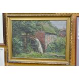 An early 20th century oil painting on canvas of a watermill signed bottom right E Burmester, 49 x