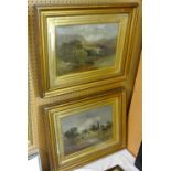 A pair of late 19th century oil paintings on canvas by Henry Foley of lake scenes, one with figure