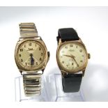 A vintage Accurist gents wristwatch with 9ct case together with a further vintage wristwatch -