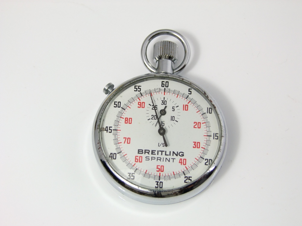 A Breitling Sprint stop watch with chrome casework and original packaging