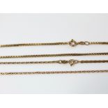 Two 9ct gold link necklaces of various designs, 21 gm