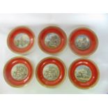 A set of six Pratt ware side plates with various central reserve landscape scenes