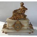A mid 19th century onyx and gilded brass mantle clock in the classical style, the eight day striking