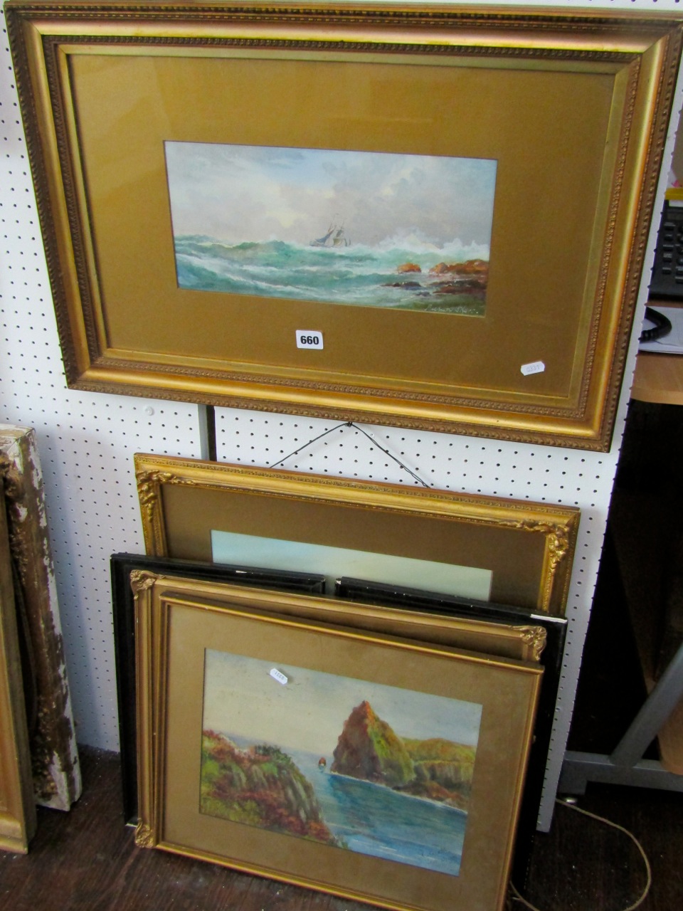 A collection of late 19th/early 20th century gouaches of marine subjects including study of a