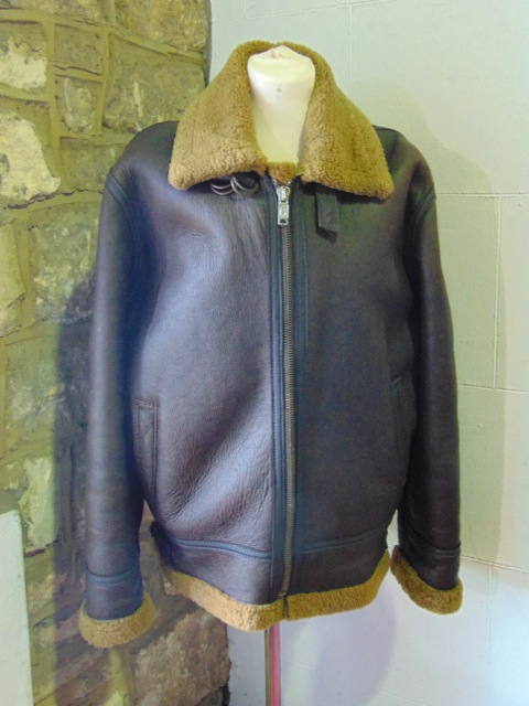 A Snowgoose sheepskin leather jacket, bomber style, size 38