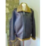 A Snowgoose sheepskin leather jacket, bomber style, size 38