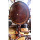 A small 19th century snap top occasional table with simulated amboyna wood and maple grain finish on