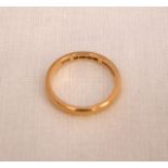 A 22ct gold wedding band ring size J 3g approx