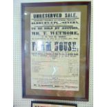 A 19th century auction poster for a farmhouse, buildings and 49 acres at Alderbury Upon Severn,