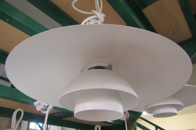 A single Skandium pendant light model number PH4/3 by Lewis Pulsen, 40cm x 20cm in white spun - Image 2 of 2