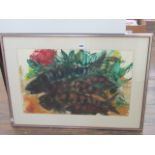 A 20th century watercolour and bodycolour still life of fish by Johann Peter Pernath, signed