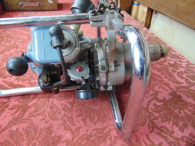 A vintage petrol driven drill by Bridges with three speed mini mota, with chrome casework and - Image 3 of 4