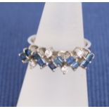 A ladies 18k white gold sapphire and diamond ring, 5g approx, ring size L