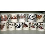 A collection of eleven Emma Bridgewater British Birds series mugs including turtle dove, bittern,