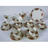 A collection on Royal Albert Old Country Roses pattern tea wares comprising tea pot, milk jug, sugar