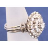 A Swedish ladies platinum and diamond dress/cluster ring, 7g, ring size N