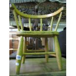 A child's Windsor elm and beechwood stick back child's chair with later painted finish