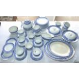 A collection of Soho pottery Satsuma pattern blue and white printed dinner and tea wares