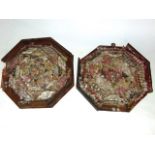 Two 19th century sailors shell work Valentines of octagonal form, the shells of geometric outline